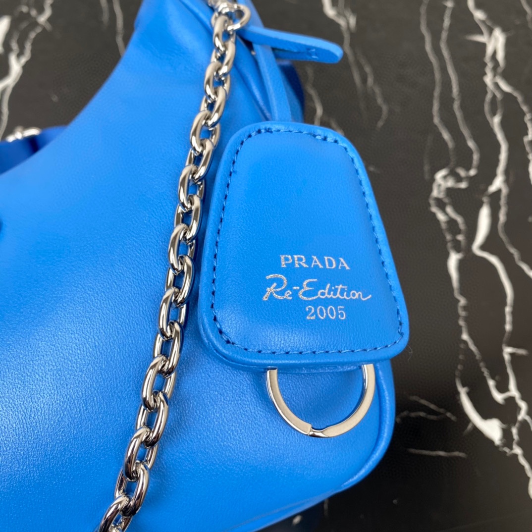 Prada Padded Nappa Leather Re Edition 2005 Shoulder Bag Light Blue 1BH204